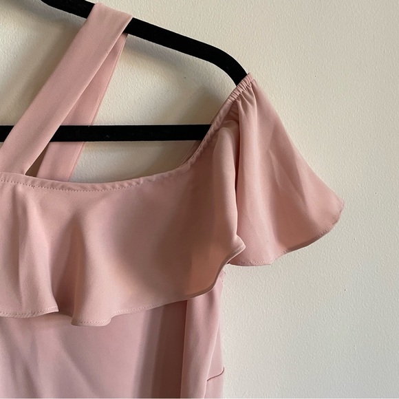 JAY GODFREY Pink Mini Dress Ruffle and Bow Details Off the Shoulder NWT - Picture 13 of 16